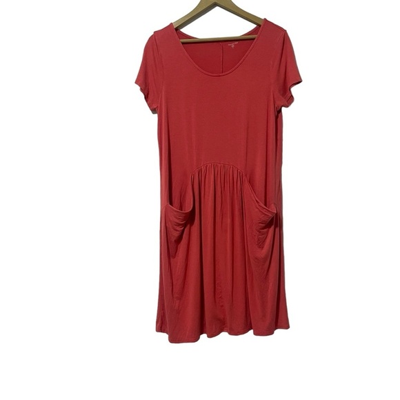 Garnet Hill Pink Red Mini Dress With Pockets Size Medium - Picture 1 of 5